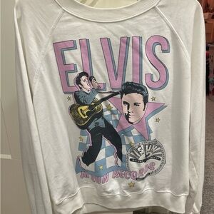 White Elvis Presley crew neck sweatshirt.